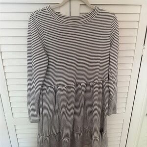 LOFT Black and White Raglan Long Sleeve Sweater Dress